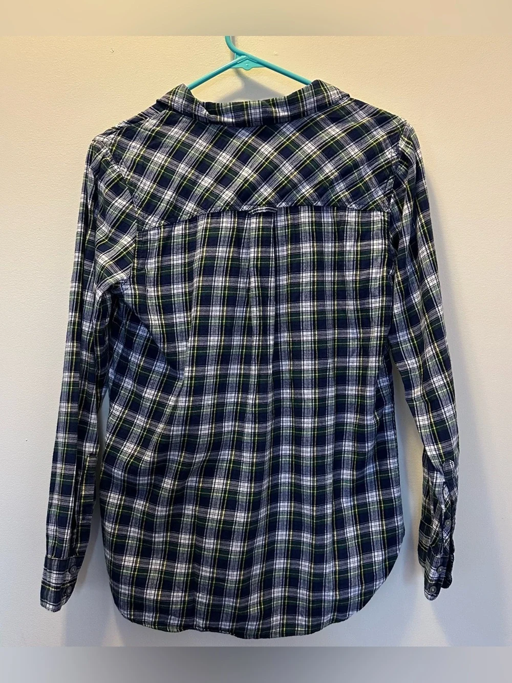 J. Crew Women Navy and White Plaid Flannel Shirt